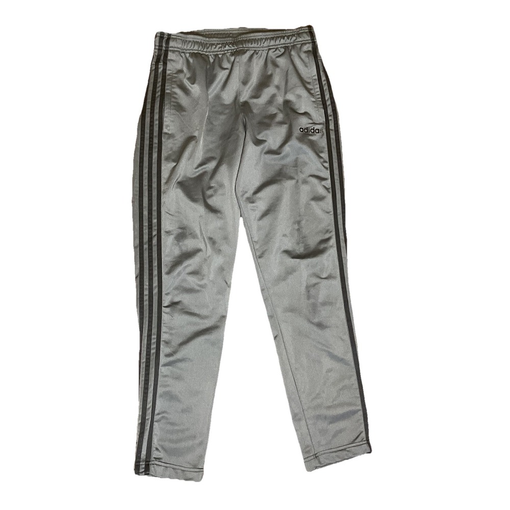 Adidas Trackpants Medium Three Stripe Drawstring Zip Leg Gray Grey Vintage